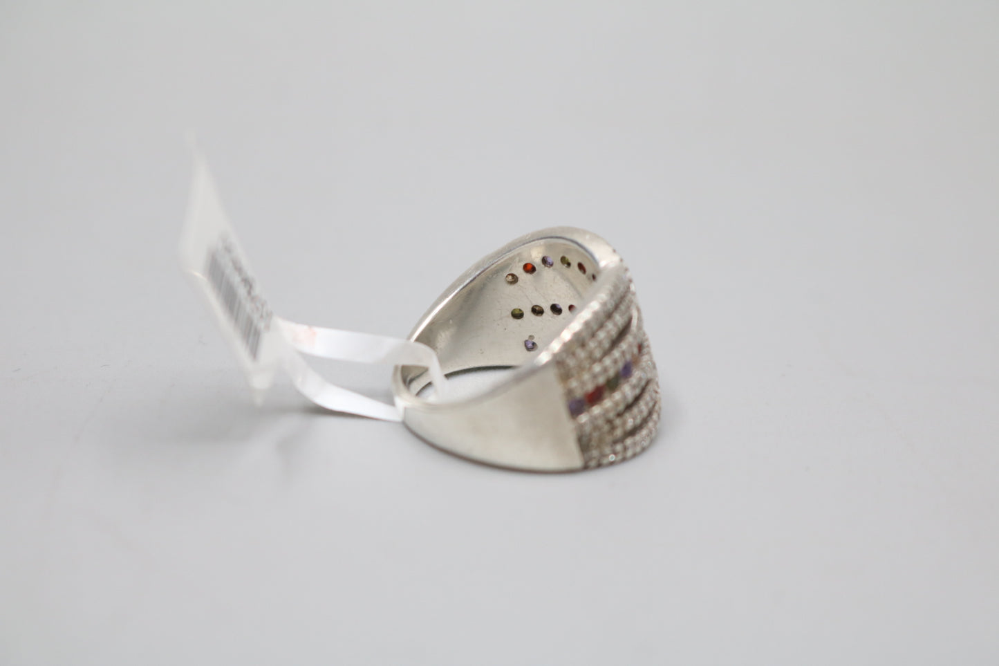 Sterling Silver Bypass Multicolor Ring (Size 7 3/4)