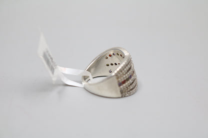 Sterling Silver Bypass Multicolor Ring (Size 7 3/4)