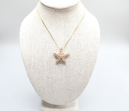 14K Yellow Gold Box Style Chain with Diamond Star Charm (0.35 CTW)