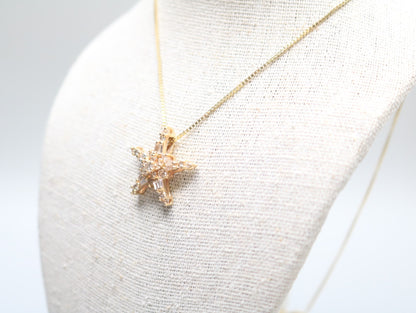 14K Yellow Gold Box Style Chain with Diamond Star Charm (0.35 CTW)