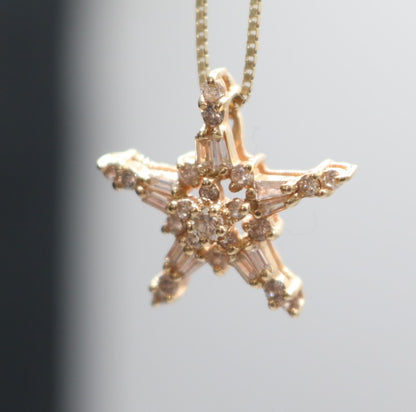 14K Yellow Gold Box Style Chain with Diamond Star Charm (0.35 CTW)
