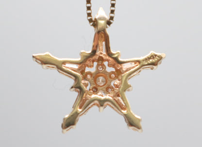 14K Yellow Gold Box Style Chain with Diamond Star Charm (0.35 CTW)