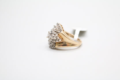 10K Yellow Gold Diamond Cluster Ring Size of 6 & 1/2