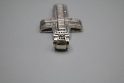 Sterling Silver Cross Charm with Clear and Black Stones
