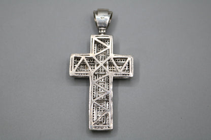Sterling Silver Cross Charm with Clear and Black Stones