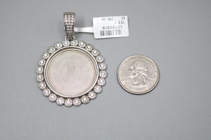Sterling Silver Circular Charm with Clear Stones