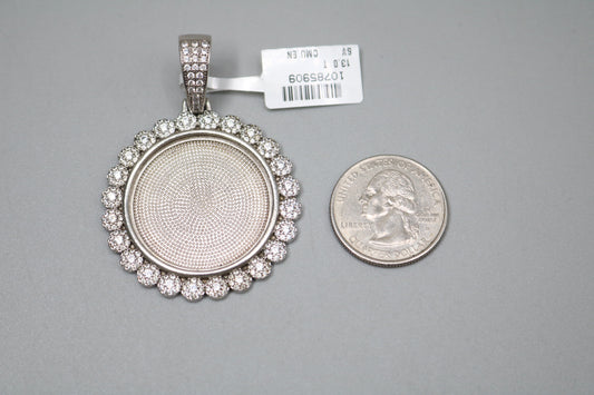 Sterling Silver Circular Charm with Clear Stones