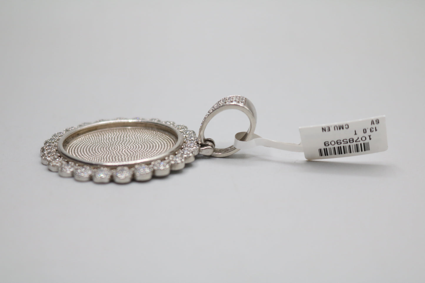 Sterling Silver Circular Charm with Clear Stones