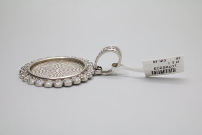 Sterling Silver Circular Charm with Clear Stones