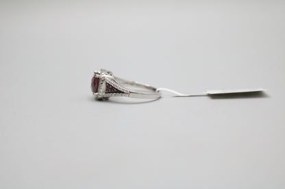 Sterling Silver Ring with Pink and Clear Stones (Size 7)