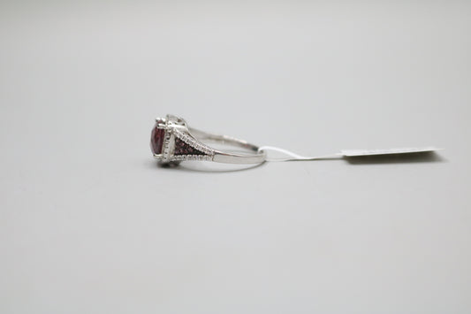 Sterling Silver Ring with Pink and Clear Stones (Size 7)