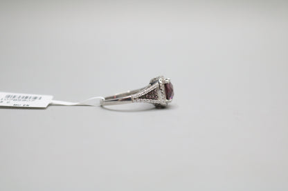 Sterling Silver Ring with Pink and Clear Stones (Size 7)