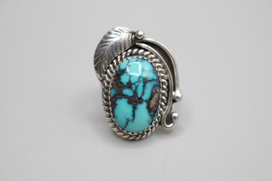 Vintage Native American Navajo Feather Band Sterling Silver (Size 7)