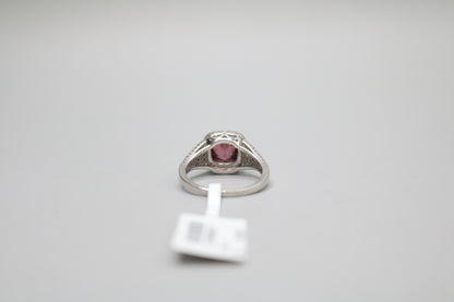 Sterling Silver Ring with Pink and Clear Stones (Size 7)