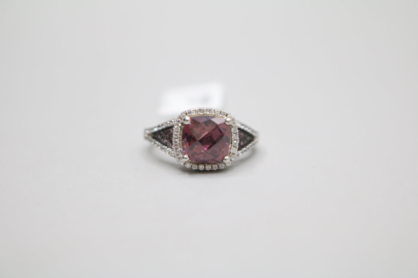 Sterling Silver Ring with Pink and Clear Stones (Size 7)