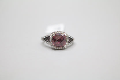 Sterling Silver Ring with Pink and Clear Stones (Size 7)