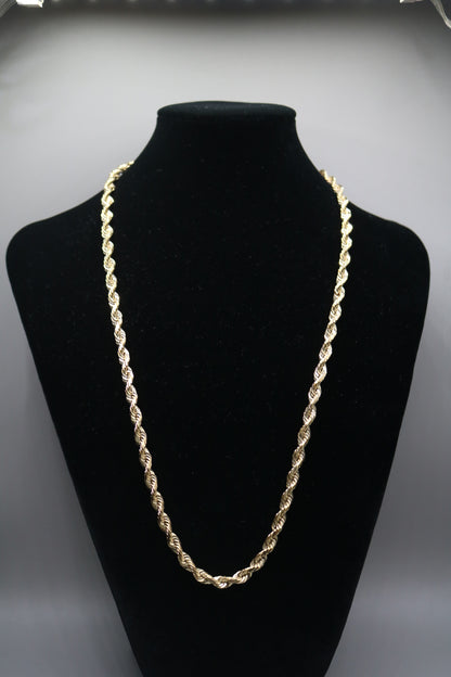 14K Yellow Gold Rope Necklace (24 Inches) (Local Purchase Only)