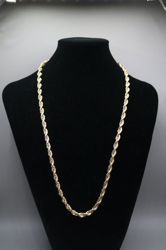 14K Yellow Gold Rope Necklace (24 Inches) (Local Purchase Only)