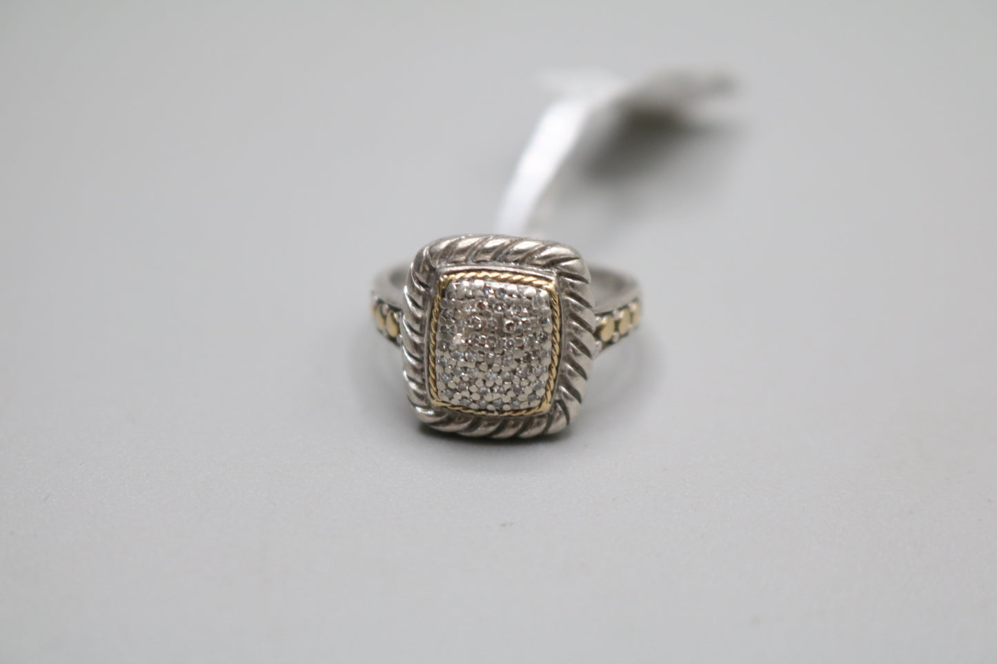 Effy Sterling Silver and 18K Cluster Diamond Ring (Size 7)