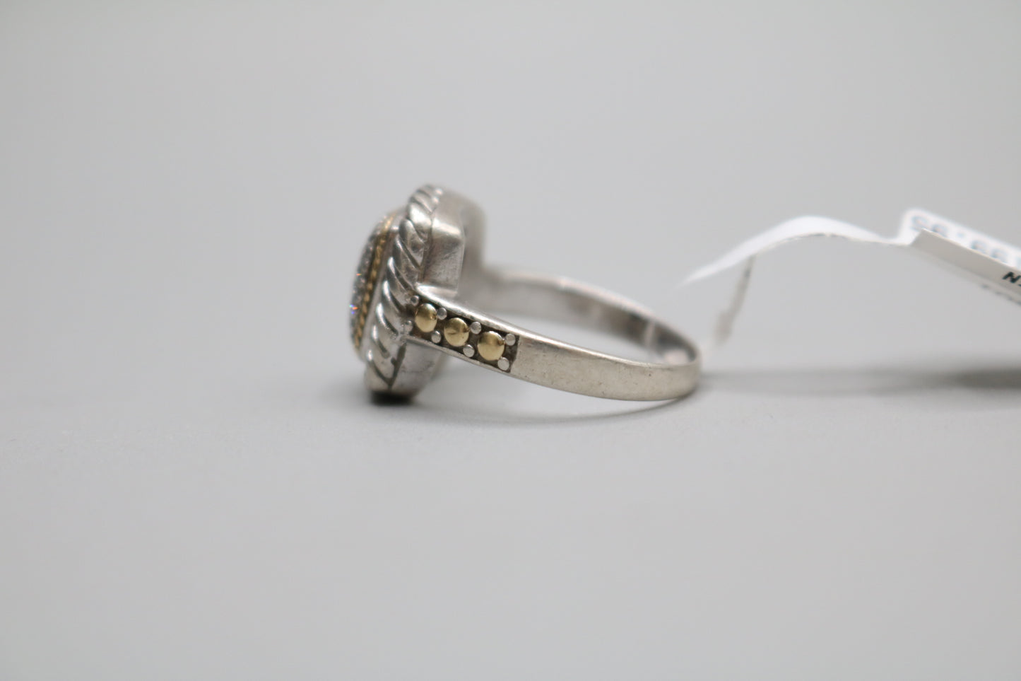 Effy Sterling Silver and 18K Cluster Diamond Ring (Size 7)