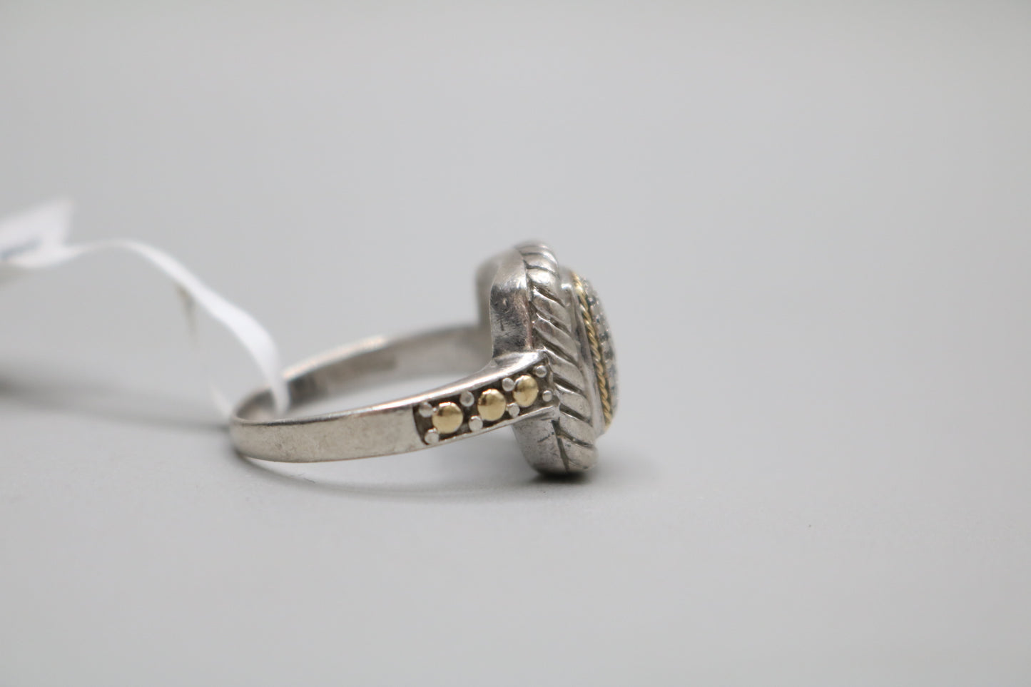 Effy Sterling Silver and 18K Cluster Diamond Ring (Size 7)
