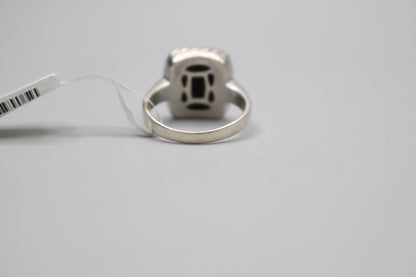 Effy Sterling Silver and 18K Cluster Diamond Ring (Size 7)