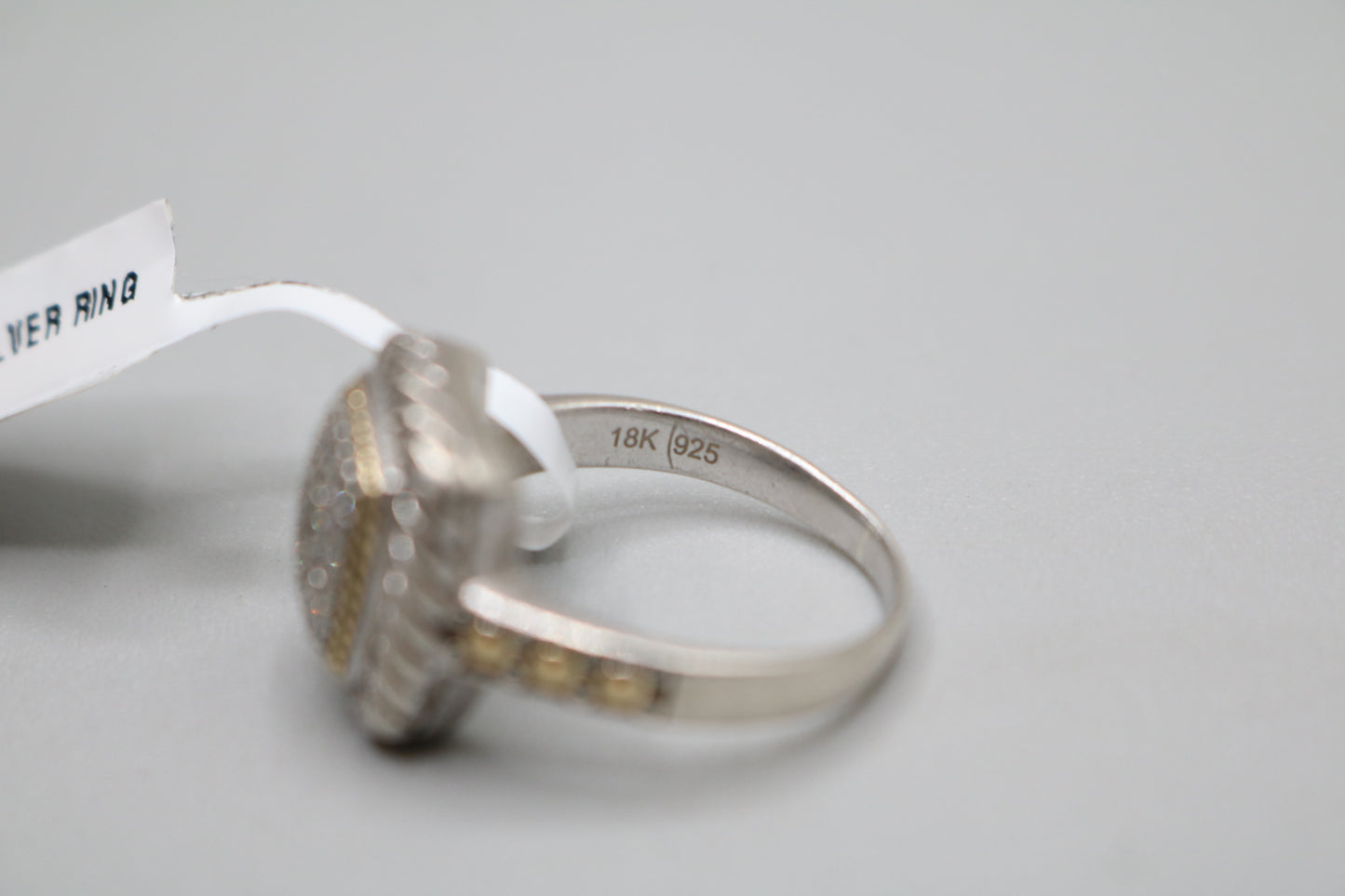 Effy Sterling Silver and 18K Cluster Diamond Ring (Size 7)