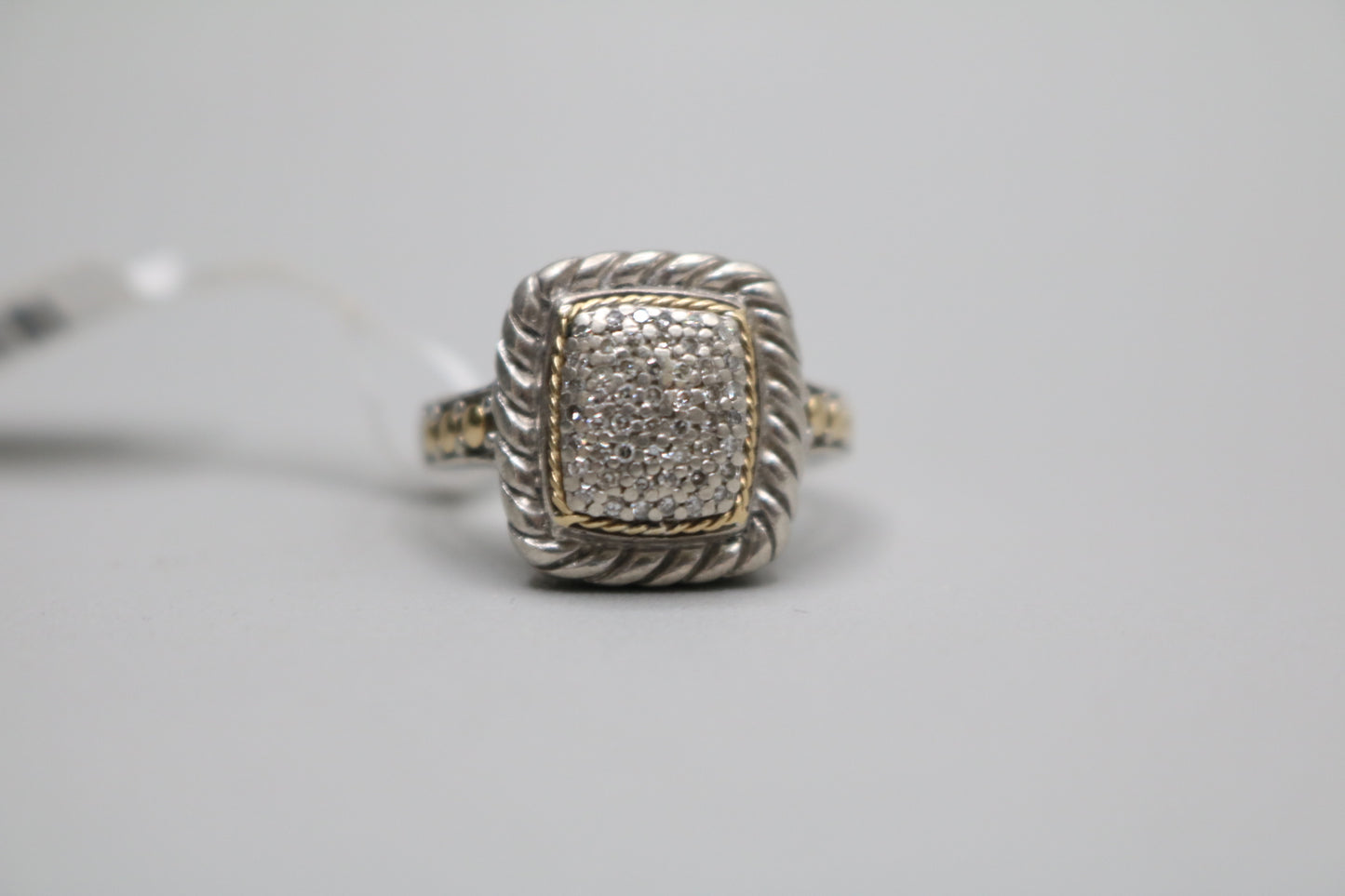 Effy Sterling Silver and 18K Cluster Diamond Ring (Size 7)