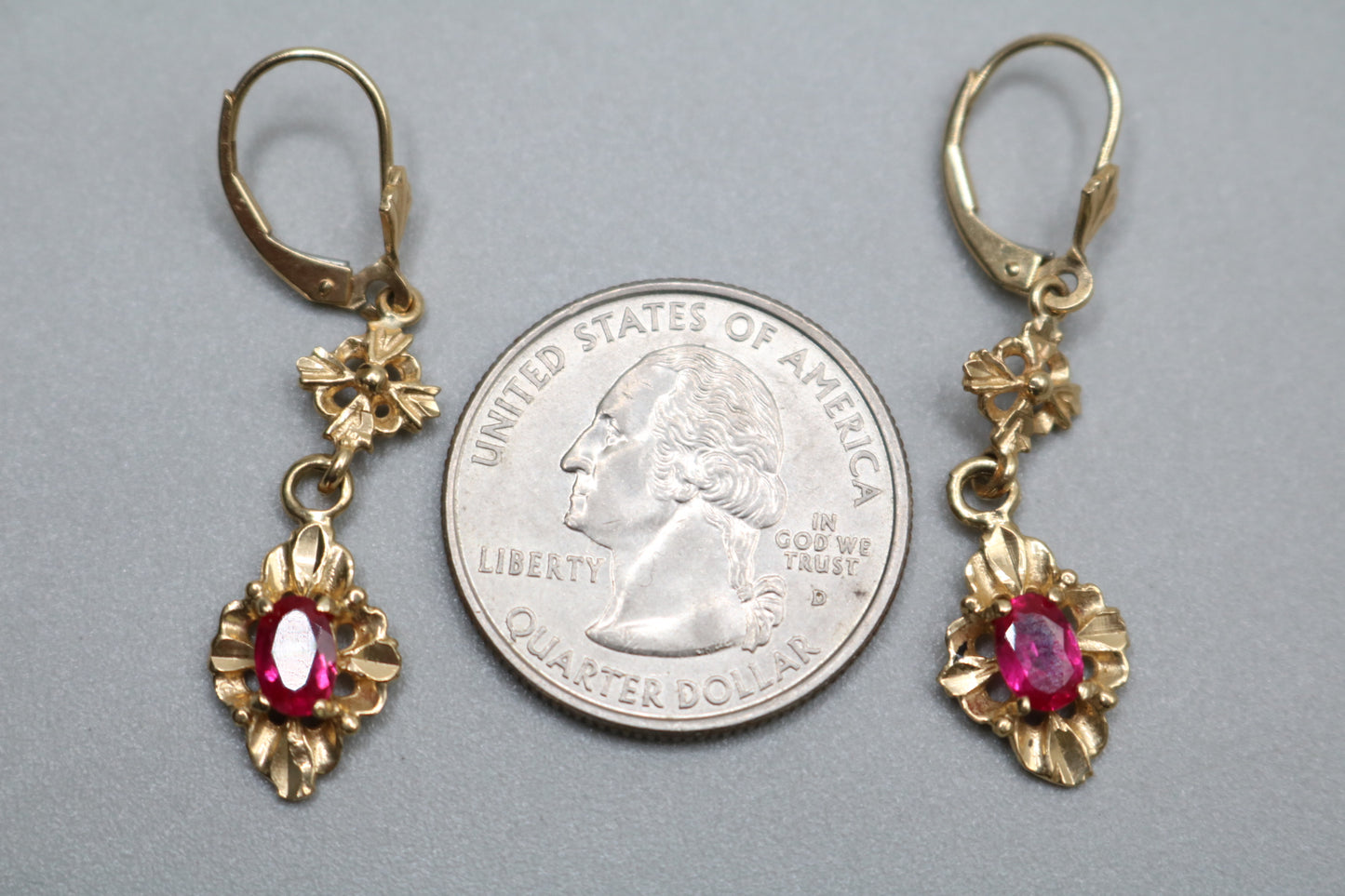 14K Yellow Gold Dangling Pair Earrings