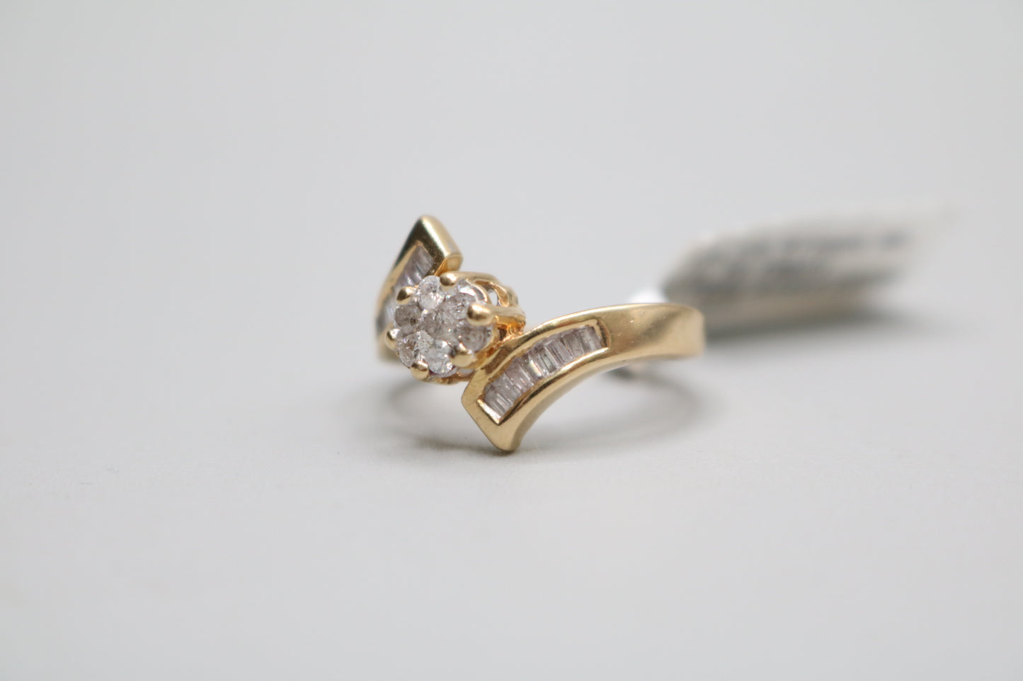 14K Yellow Gold Diamond Bypass Cluster Ring (Size 4 1/2)