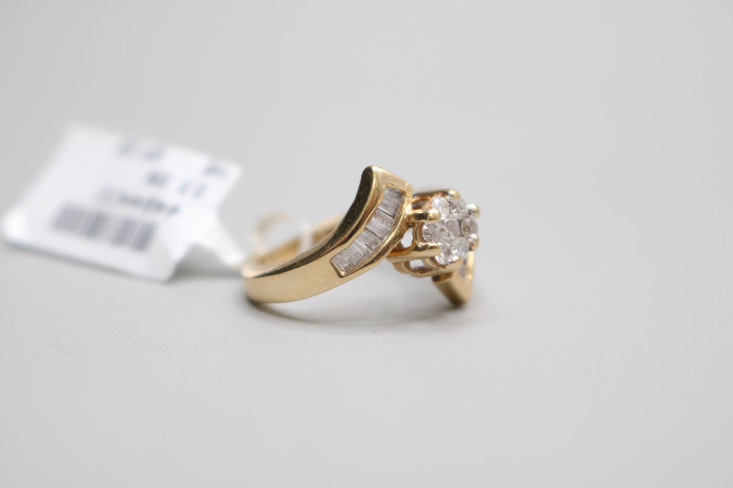 14K Yellow Gold Diamond Bypass Cluster Ring (Size 4 1/2)