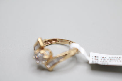 14K Yellow Gold Diamond Bypass Cluster Ring (Size 4 1/2)