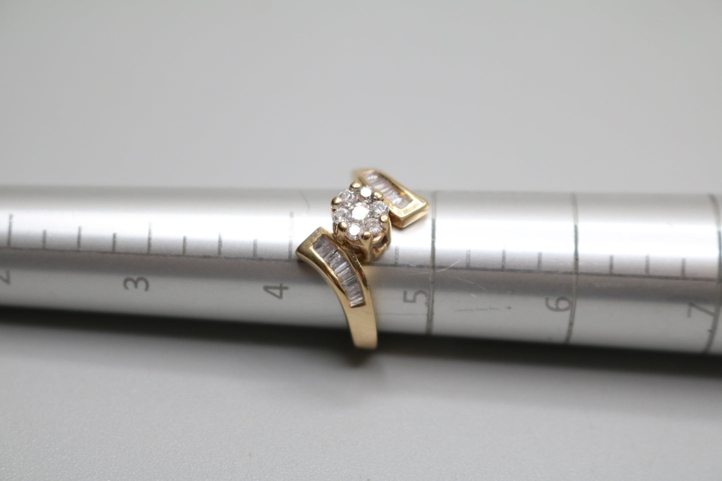 14K Yellow Gold Diamond Bypass Cluster Ring (Size 4 1/2)