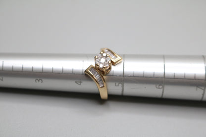 14K Yellow Gold Diamond Bypass Cluster Ring (Size 4 1/2)