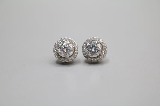 18K White Gold Moissanite & Diamond Stud Earrings (2.00 CTW & 0.80 CTW)