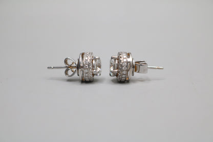 18K White Gold Moissanite & Diamond Stud Earrings (2.00 CTW & 0.80 CTW)
