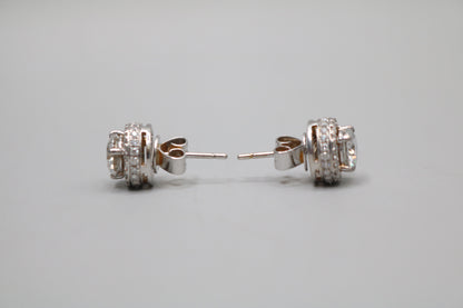 18K White Gold Moissanite & Diamond Stud Earrings (2.00 CTW & 0.80 CTW)