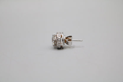 18K White Gold Moissanite & Diamond Stud Earrings (2.00 CTW & 0.80 CTW)