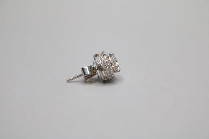 18K White Gold Moissanite & Diamond Stud Earrings (2.00 CTW & 0.80 CTW)