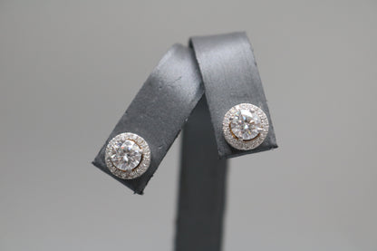 18K White Gold Moissanite & Diamond Stud Earrings (2.00 CTW & 0.80 CTW)