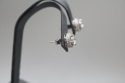 18K White Gold Moissanite & Diamond Stud Earrings (2.00 CTW & 0.80 CTW)