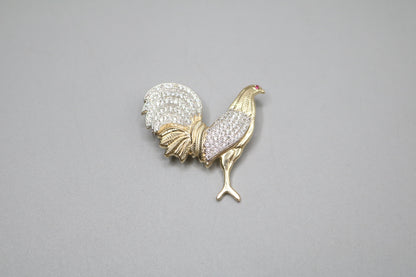 14K Yellow Gold Rooster Charm with Clear Stones