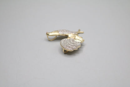 14K Yellow Gold Rooster Charm with Clear Stones
