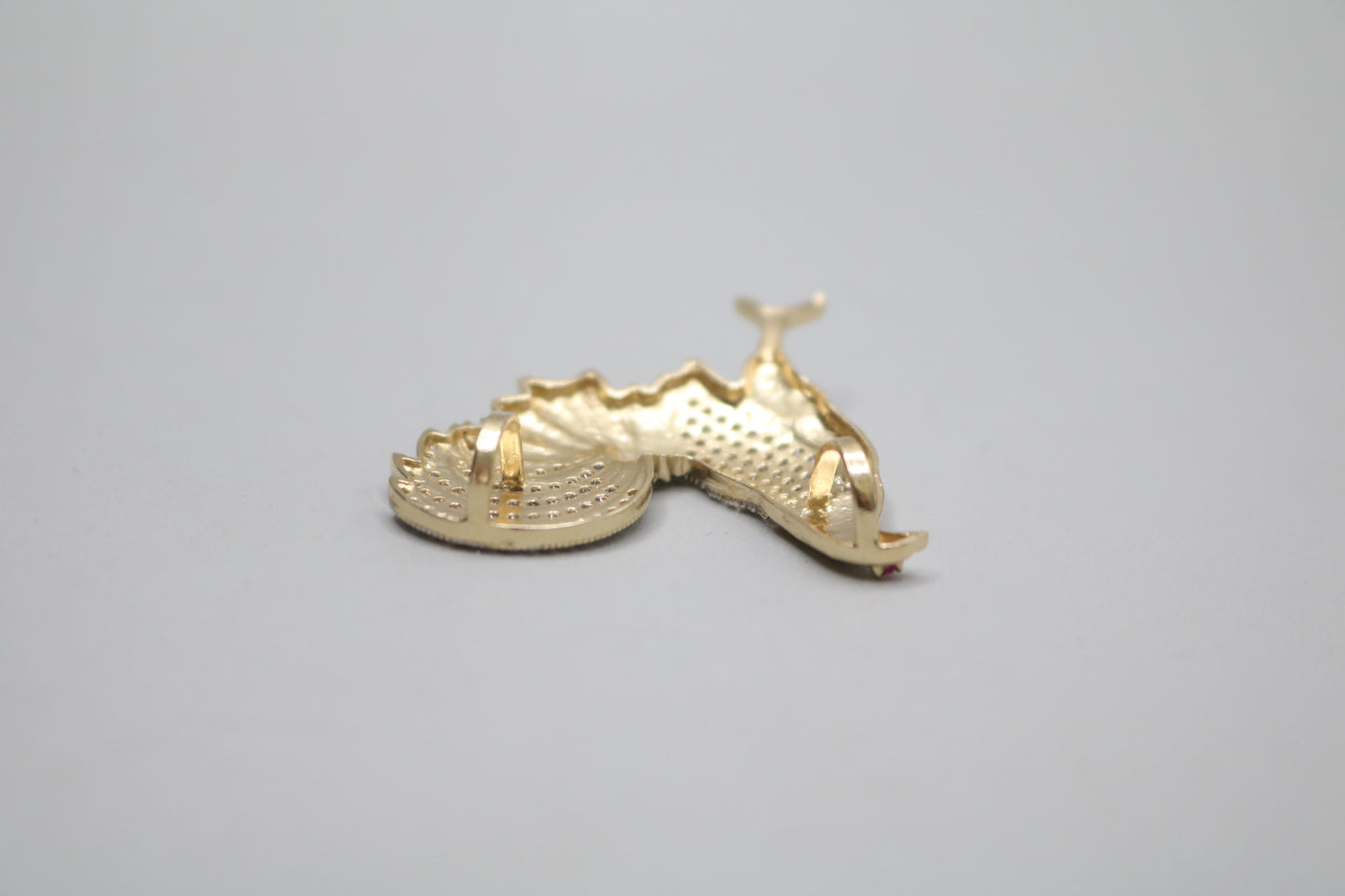 14K Yellow Gold Rooster Charm with Clear Stones