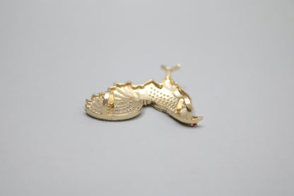 14K Yellow Gold Rooster Charm with Clear Stones