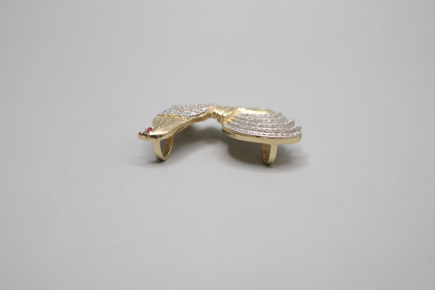 14K Yellow Gold Rooster Charm with Clear Stones