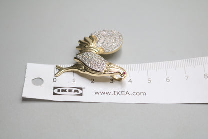 14K Yellow Gold Rooster Charm with Clear Stones