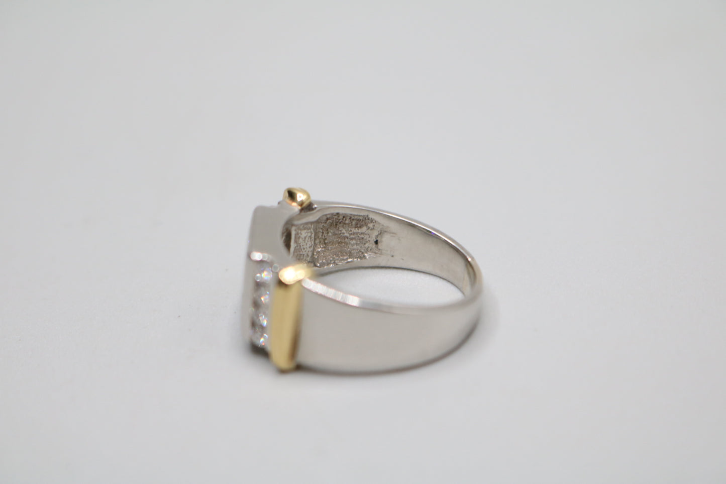 Platinum Invisible Set Princess Cut Diamond Cluster Ring with 18K Yellow Gold Accents (1.57 CTW) (Size 8 3/4)