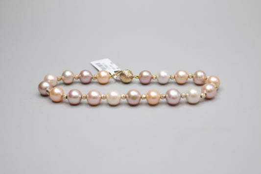 14K Yellow Gold Freshwater Pearl Bracelet (19.5 centimeters or 7.5")