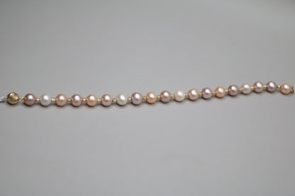 14K Yellow Gold Freshwater Pearl Bracelet (19.5 centimeters or 7.5")